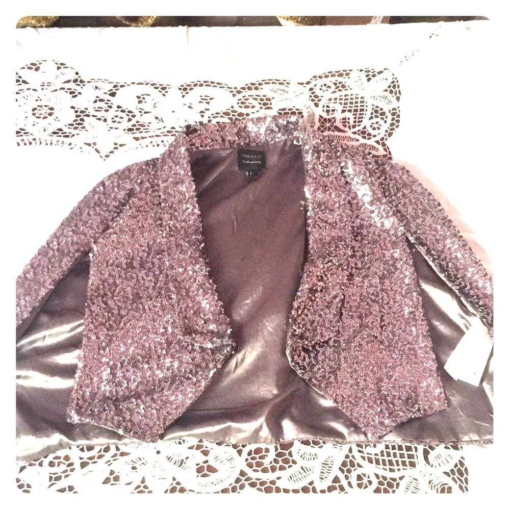 Forever 21 new silver sequin cape small